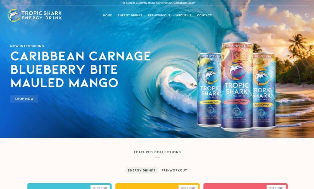 Energy Drink Website, Shopify Website Design