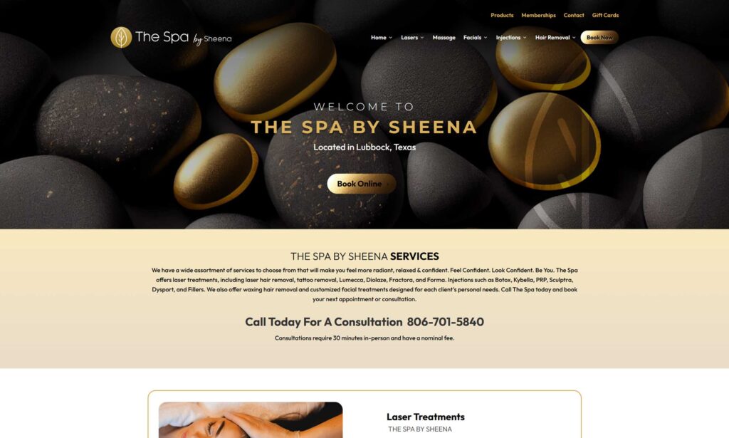Spa website design and development, branding for spa