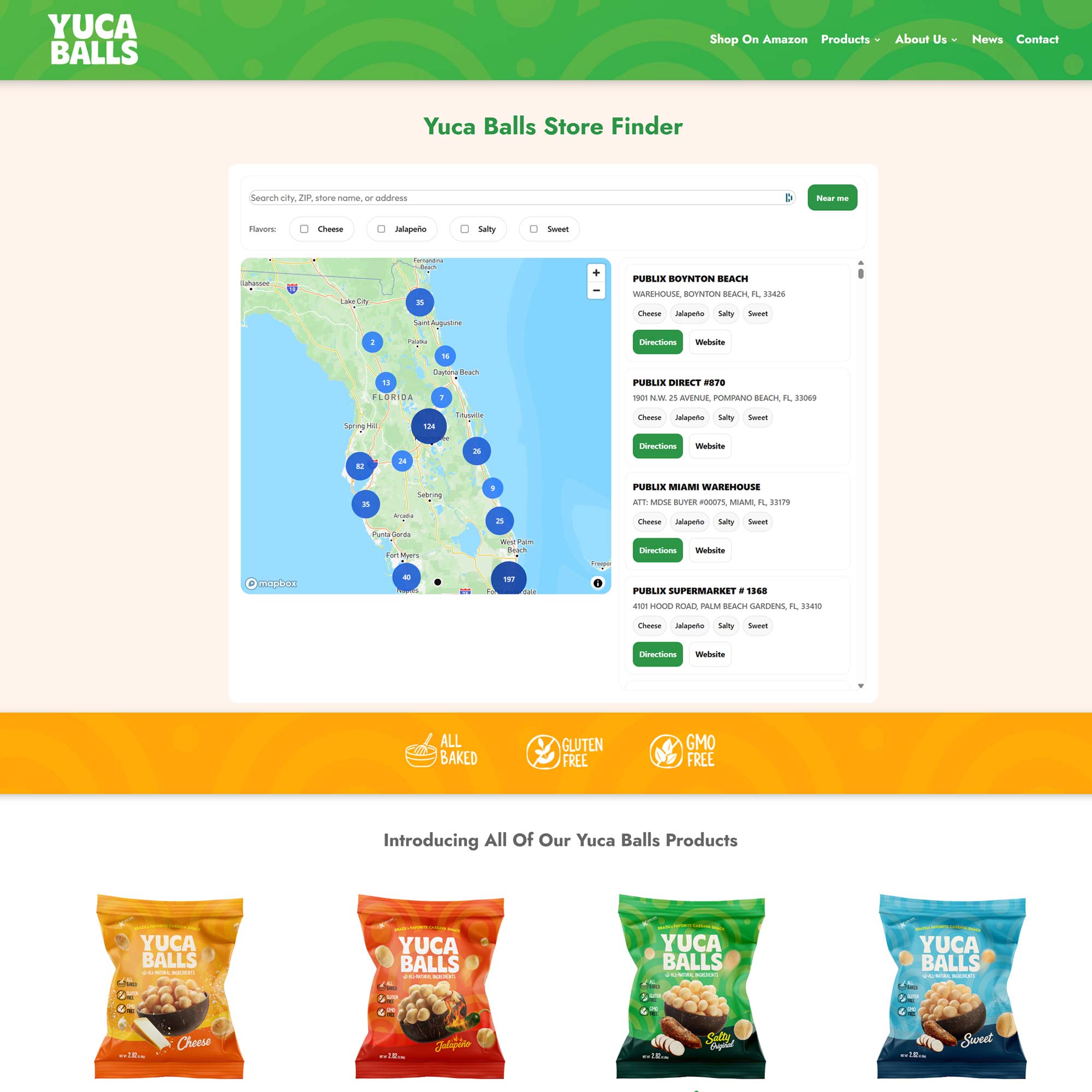 YucaBalls Website, Yuca Balls store finder